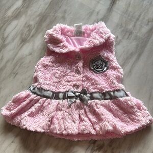 Little Lass Pink Furry Baby vest
